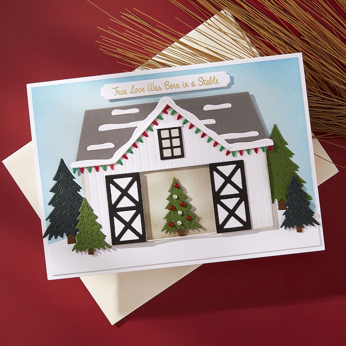 Spellbinders Country Christmas Barn Die Set - CraftSource Market: Craft Supplies & Kits Spellbinders > Dies > Christmas > Craft Die Set