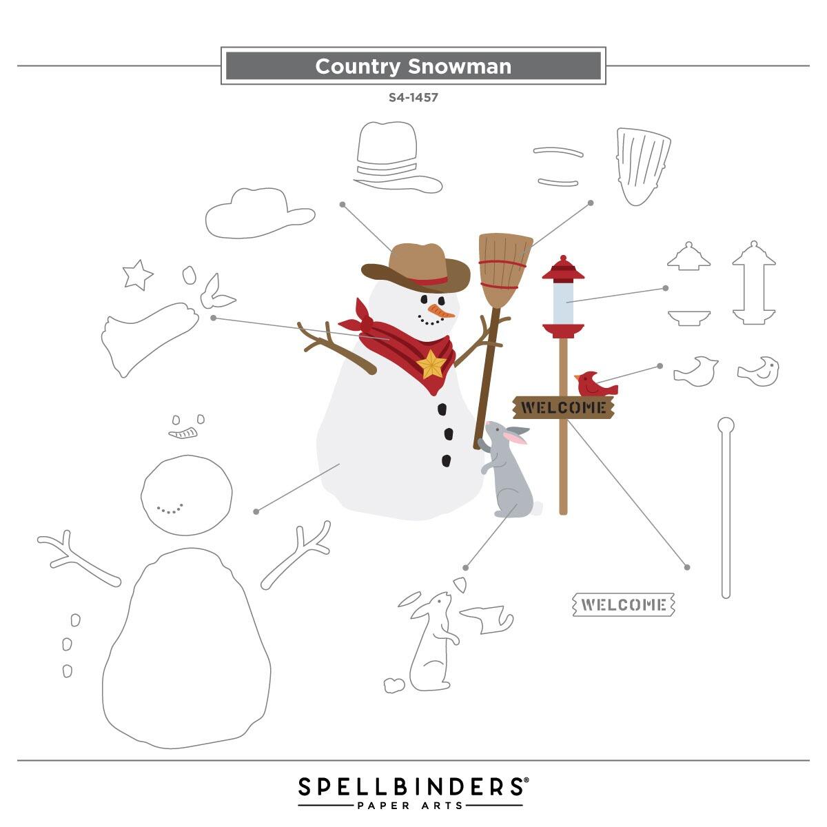Spellbinders Country Snowman Die Set - CraftSource Market: Craft Supplies & Kits Spellbinders > Kits > Christmas > Craft Kit