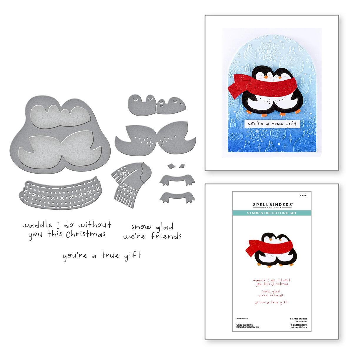 Spellbinders Cozy Waddles Clear Stamp & Die Set - CraftSource Market: Craft Supplies & Kits Spellbinders > Stamps > Christmas > Craft Stamp Set