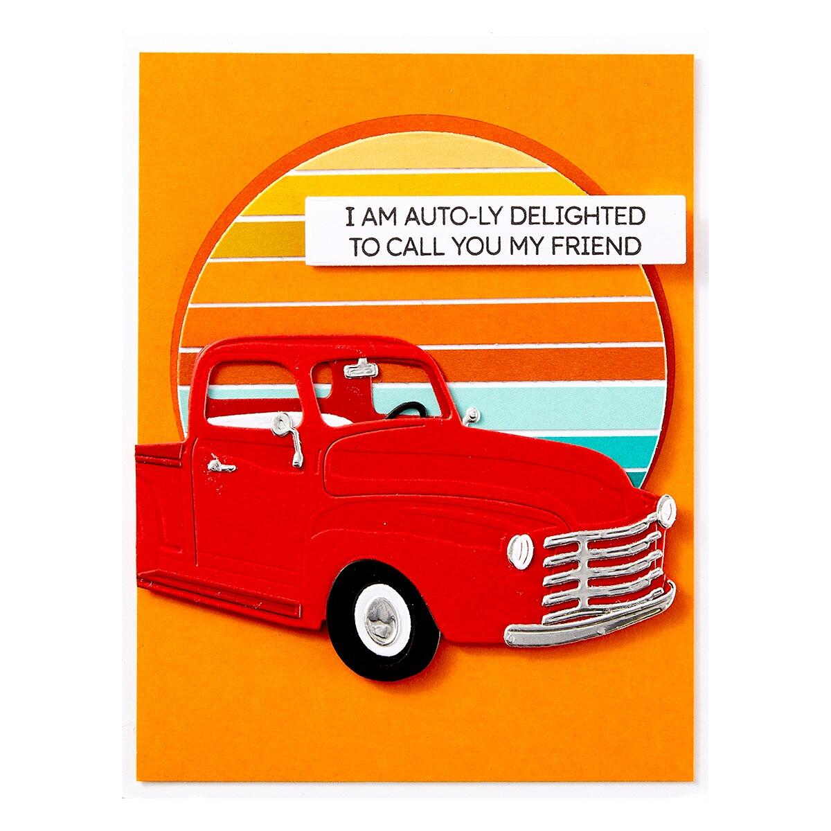 Spellbinders Cruisin' By Sentiments Clear Stamp & Die Set - CraftSource Market: Craft Supplies & Kits Spellbinders > Bundles > Birthday > Craft Bundle