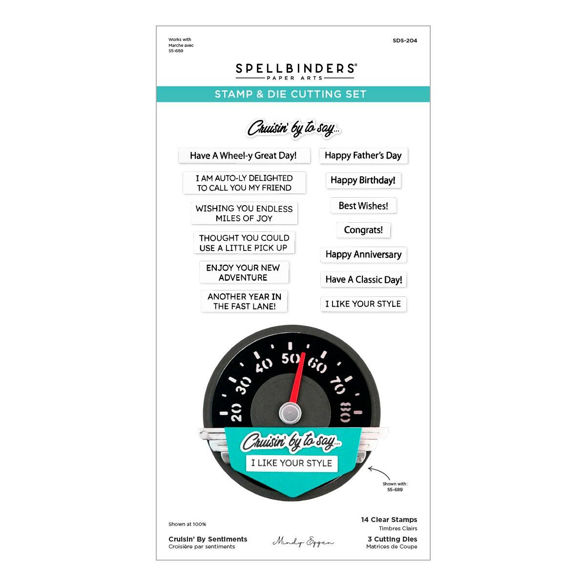 Spellbinders Cruisin' By Sentiments Clear Stamp & Die Set - CraftSource Market: Craft Supplies & Kits Spellbinders > Bundles > Birthday > Craft Bundle