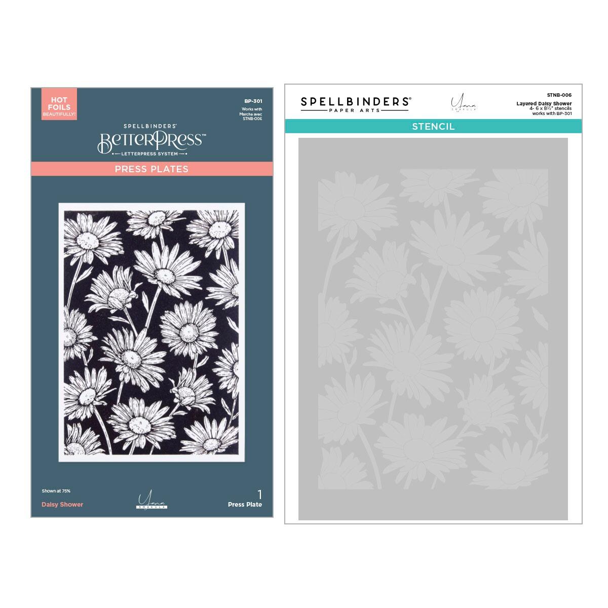 Spellbinders Daisy Shower BetterPress and Stencil Bundle - CraftSource Market: Craft Supplies & Kits Spellbinders > Bundles > General > Craft Bundle