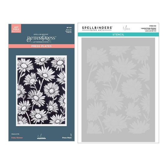 Spellbinders Daisy Shower BetterPress and Stencil Bundle - CraftSource Market: Craft Supplies & Kits Spellbinders > Bundles > General > Craft Bundle