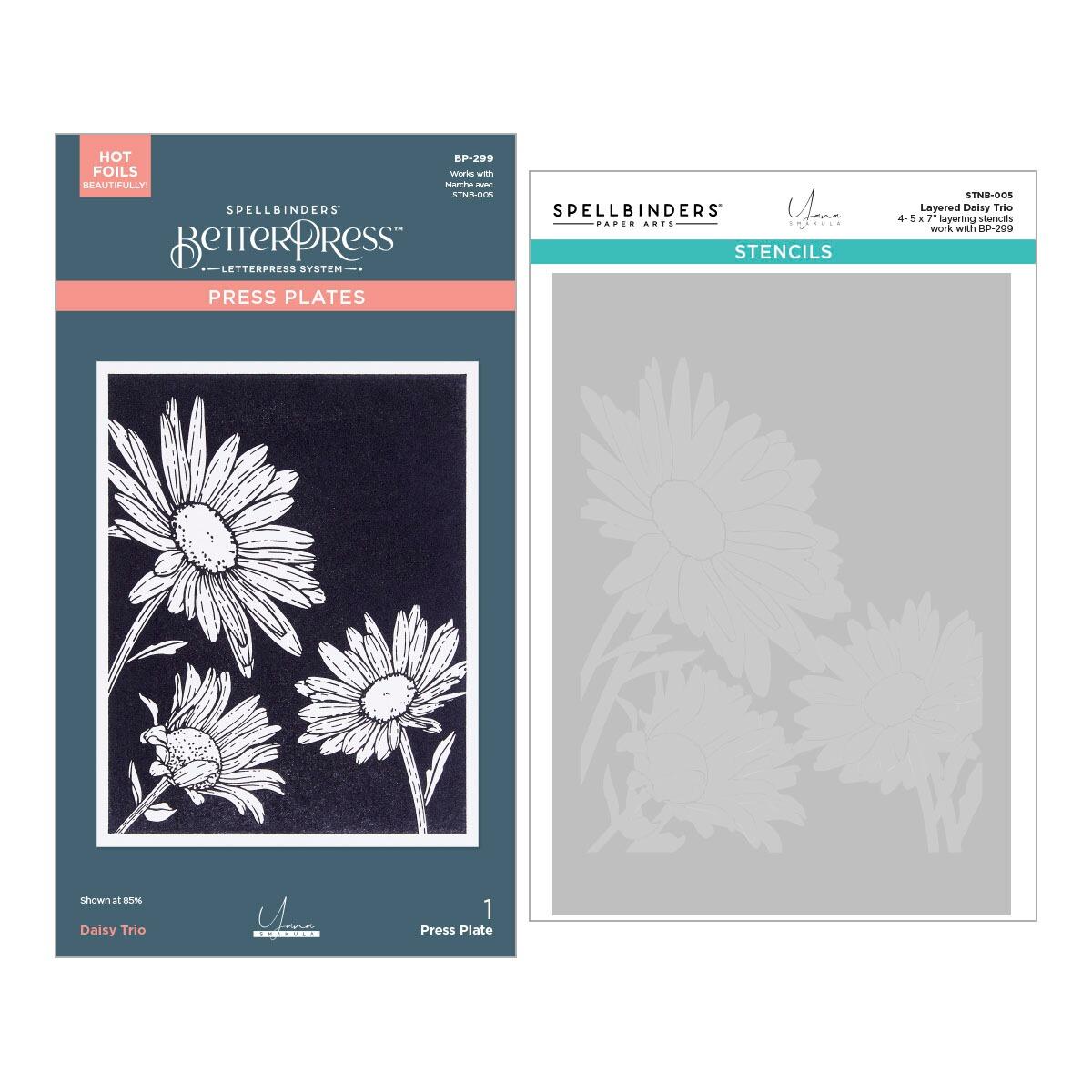 Spellbinders Daisy Trio BetterPress and Stencil Bundle - CraftSource Market: Craft Supplies & Kits Spellbinders > Bundles > General > Craft Bundle