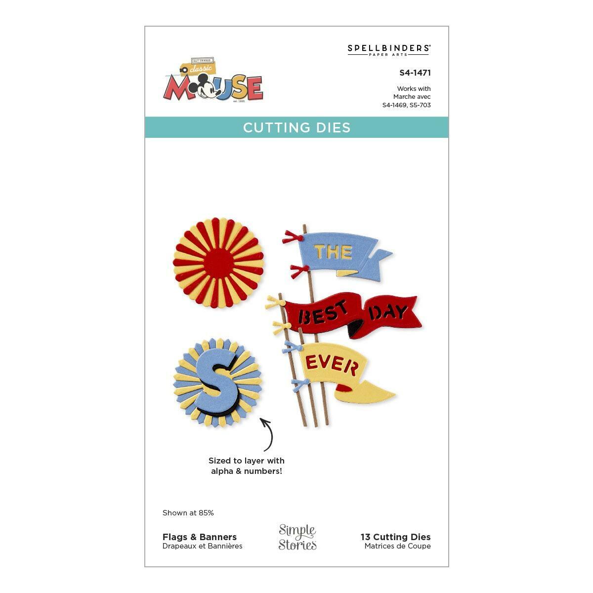 Spellbinders Flags & Banners Die Set from the Say Cheese Classic Mouse - CraftSource Market: Craft Supplies & Kits Spellbinders > Dies > Birthday > Craft Die Set