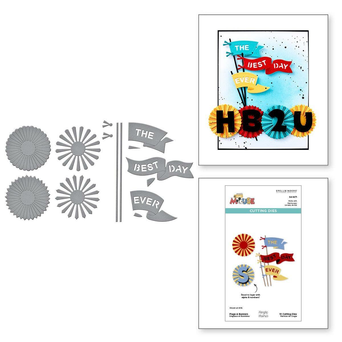 Spellbinders Flags & Banners Die Set from the Say Cheese Classic Mouse - CraftSource Market: Craft Supplies & Kits Spellbinders > Dies > Birthday > Craft Die Set