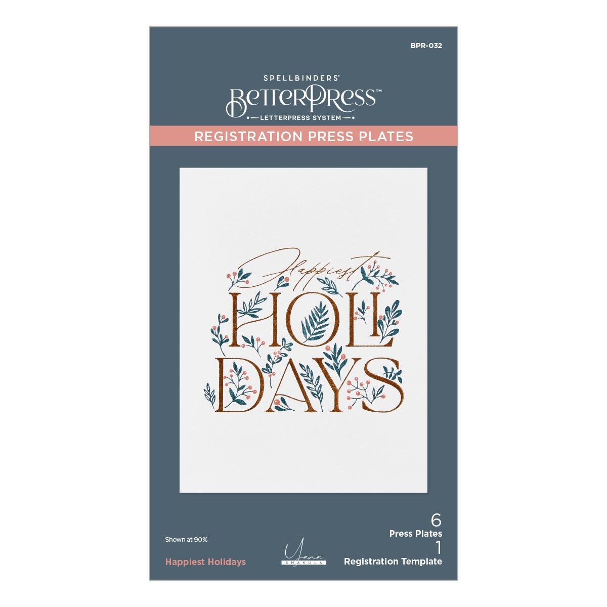 Spellbinders Happiest Holidays Registration Press Plate Set - CraftSource Market: Craft Supplies & Kits Spellbinders > Letterpress > Christmas > Craft Press Plate