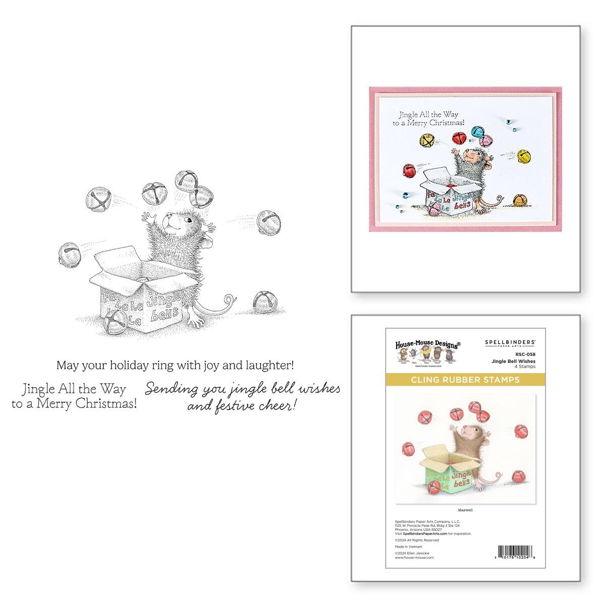 Spellbinders Jingle Bell Wishes Cling Rubber Stamp Set - CraftSource Market: Craft Supplies & Kits Spellbinders > Stamps > Christmas > Craft Stamp Set