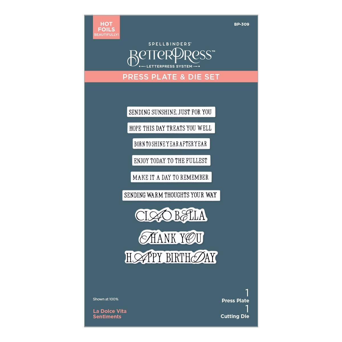 Spellbinders La Dolce Vita Sentiments BetterPress Plate & Die Set - CraftSource Market: Craft Supplies & Kits Spellbinders > Bundles > General > Craft Bundle
