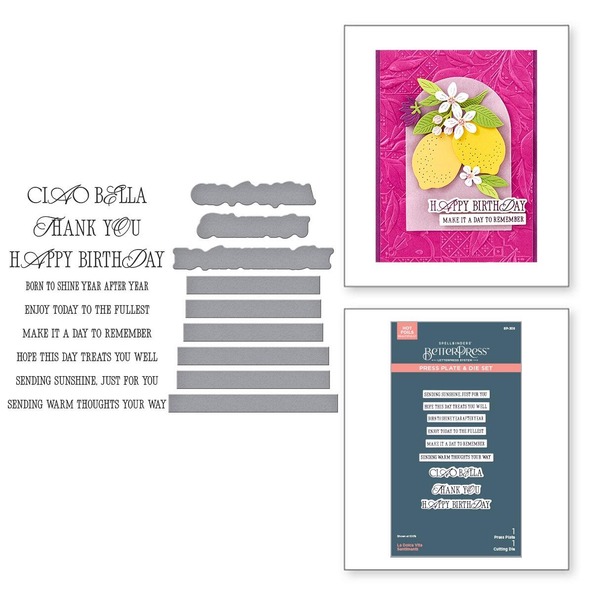Spellbinders La Dolce Vita Sentiments BetterPress Plate & Die Set - CraftSource Market: Craft Supplies & Kits Spellbinders > Bundles > General > Craft Bundle