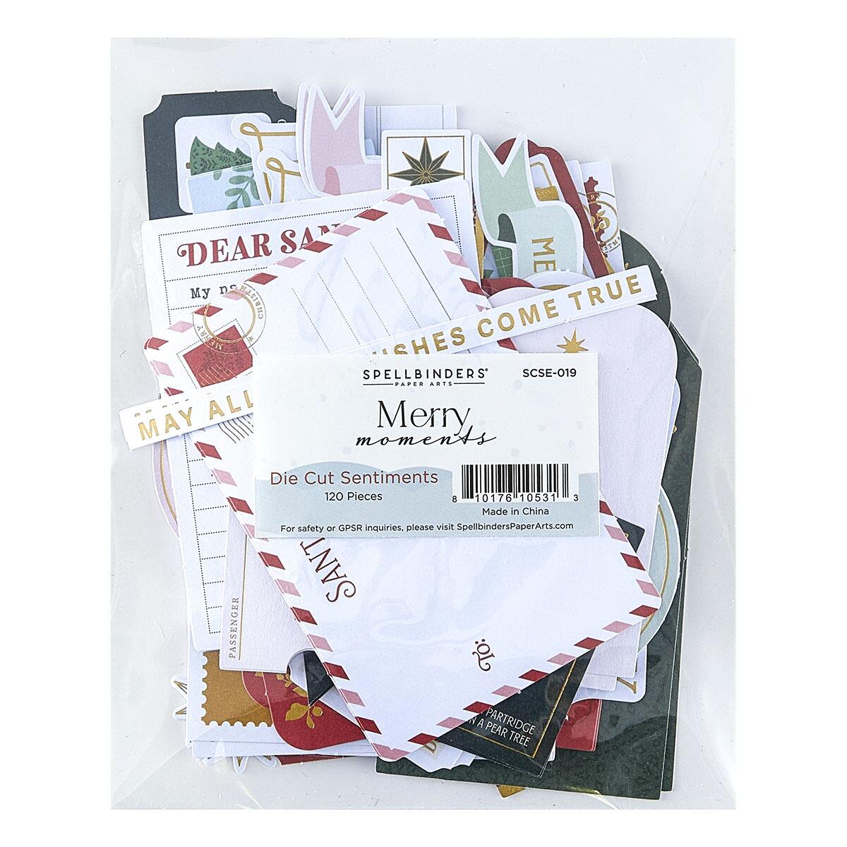 Spellbinders Merry Moments Die Cut Sentiments - CraftSource Market: Craft Supplies & Kits Spellbinders > Embellishments > Christmas > Craft Embellishments