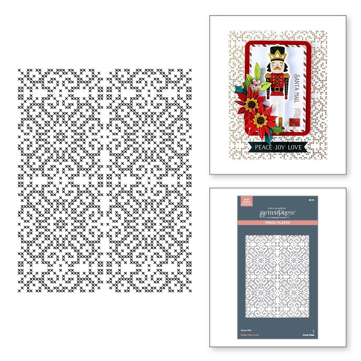 Spellbinders Petite Criss Cross BetterPress Plate - CraftSource Market: Craft Supplies & Kits Spellbinders > Letterpress > Christmas > Craft Press Plate