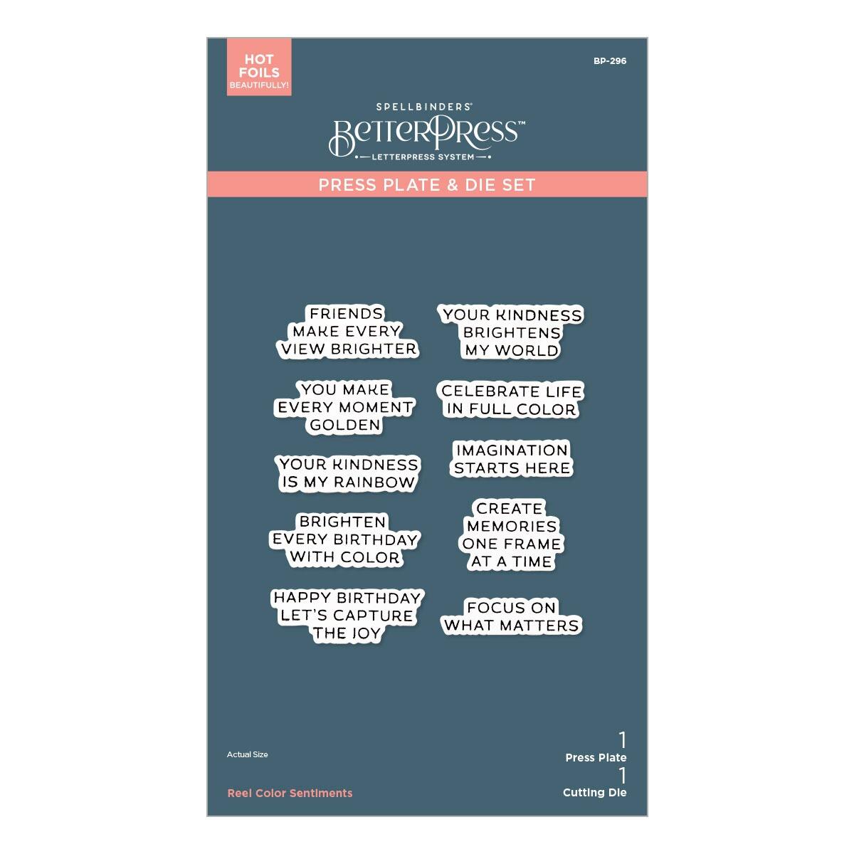 Spellbinders Reel Colour Sentiments BetterPress Plate & Die Set - CraftSource Market: Craft Supplies & Kits Spellbinders > Bundles > General > Craft Bundle