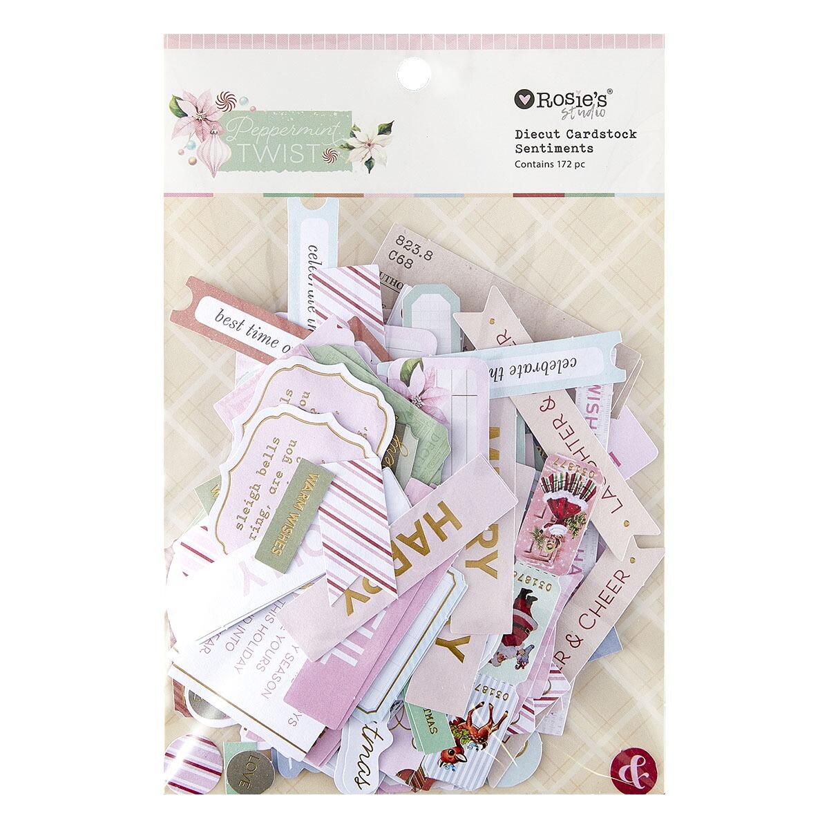 Spellbinders Rosie's Studio Peppermint Twist Cardstock Diecut Ephemera Sentiments - CraftSource Market: Craft Supplies & Kits Spellbinders > Embellishments > Christmas > Craft Embellishments