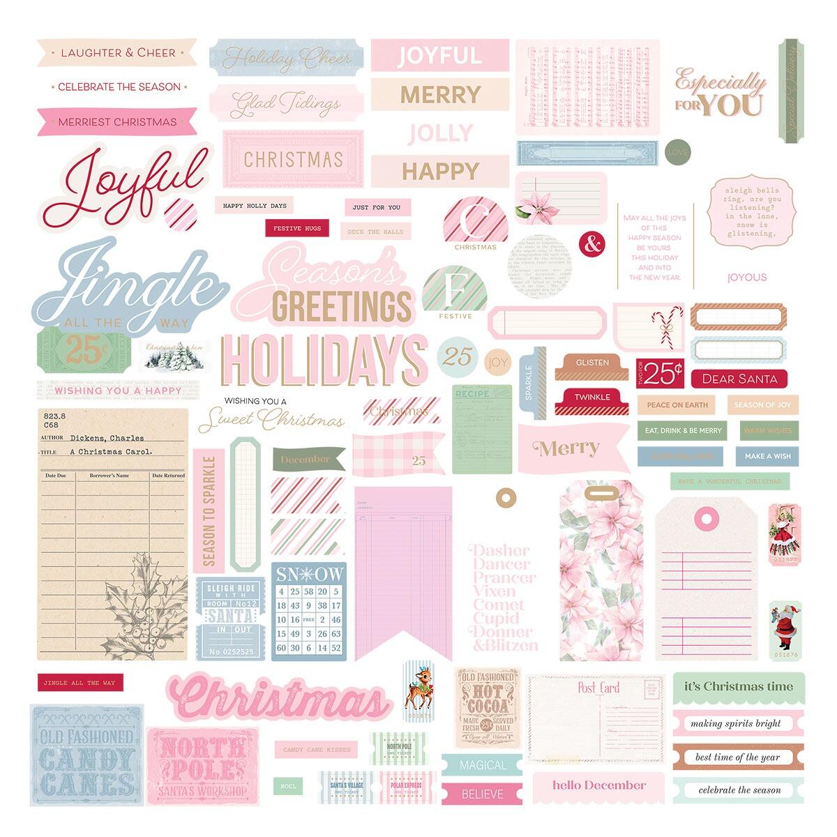 Spellbinders Rosie's Studio Peppermint Twist Cardstock Diecut Ephemera Sentiments - CraftSource Market: Craft Supplies & Kits Spellbinders > Embellishments > Christmas > Craft Embellishments