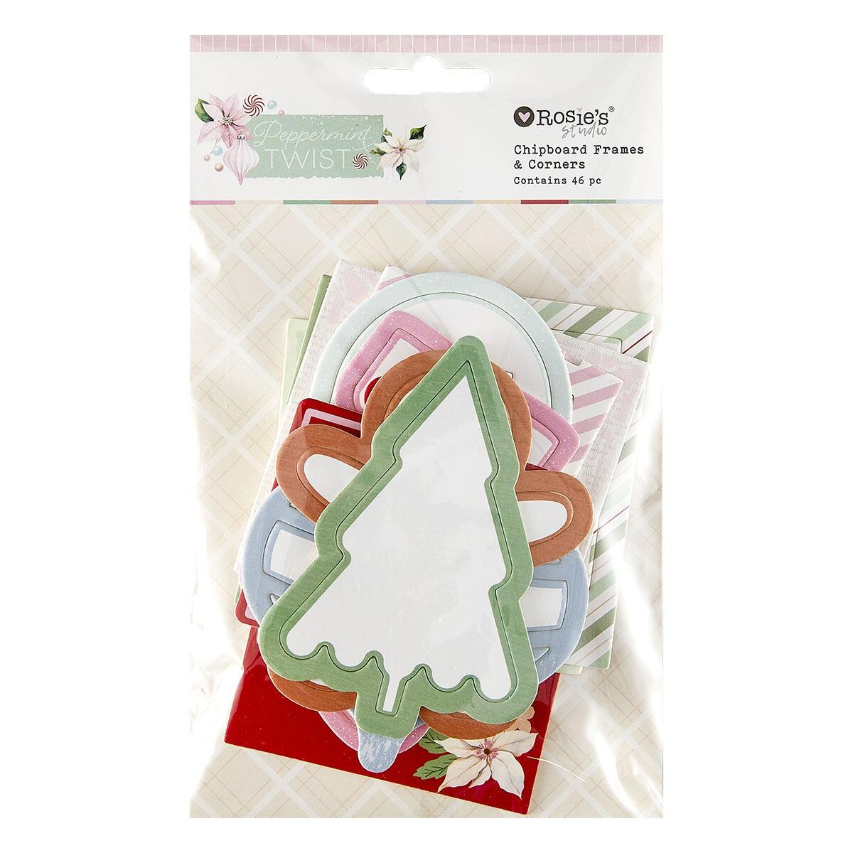 Spellbinders Rosie's Studio Peppermint Twist Chipboard Frames & Corners - CraftSource Market: Craft Supplies & Kits Spellbinders > Embellishments > Christmas > Craft Embellishments