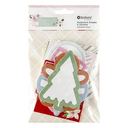 Spellbinders Rosie's Studio Peppermint Twist Chipboard Frames & Corners - CraftSource Market: Craft Supplies & Kits Spellbinders > Embellishments > Christmas > Craft Embellishments