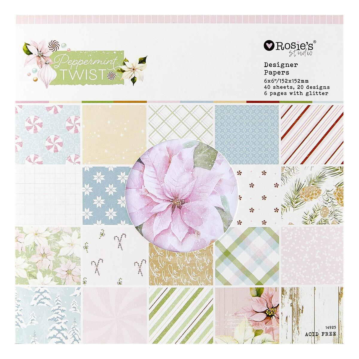 Spellbinders Rosie's Studio Peppermint TwistÂ Designer Paper Pad - CraftSource Market: Craft Supplies & Kits Spellbinders > Paper & Card > Christmas > Craft Paper Pack