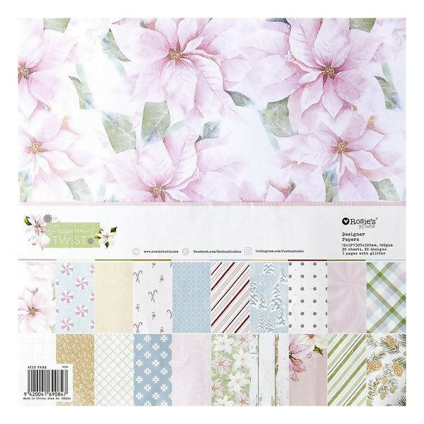 Spellbinders Rosie's Studio Peppermint TwistÂ Designer Paper Pad - CraftSource Market: Craft Supplies & Kits Spellbinders > Paper & Card > Christmas > Craft Paper Pack
