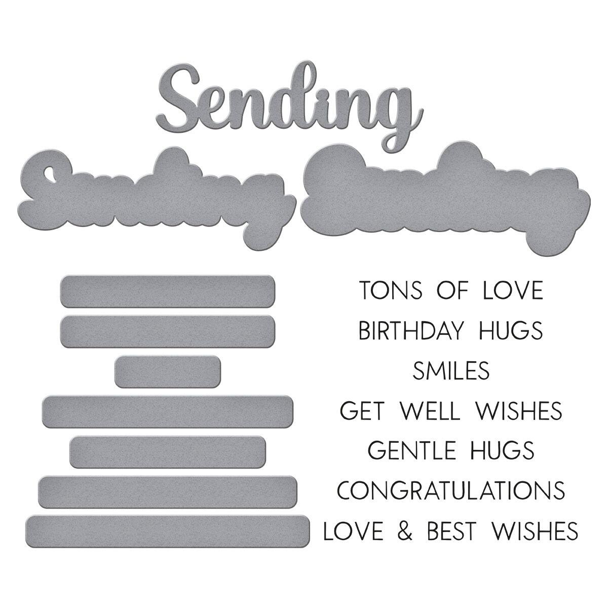 Spellbinders Sending Smiles Sentiments Clear Stamp & Die Set - CraftSource Market: Craft Supplies & Kits Spellbinders > Stamps > Birthday > Craft Stamp Set