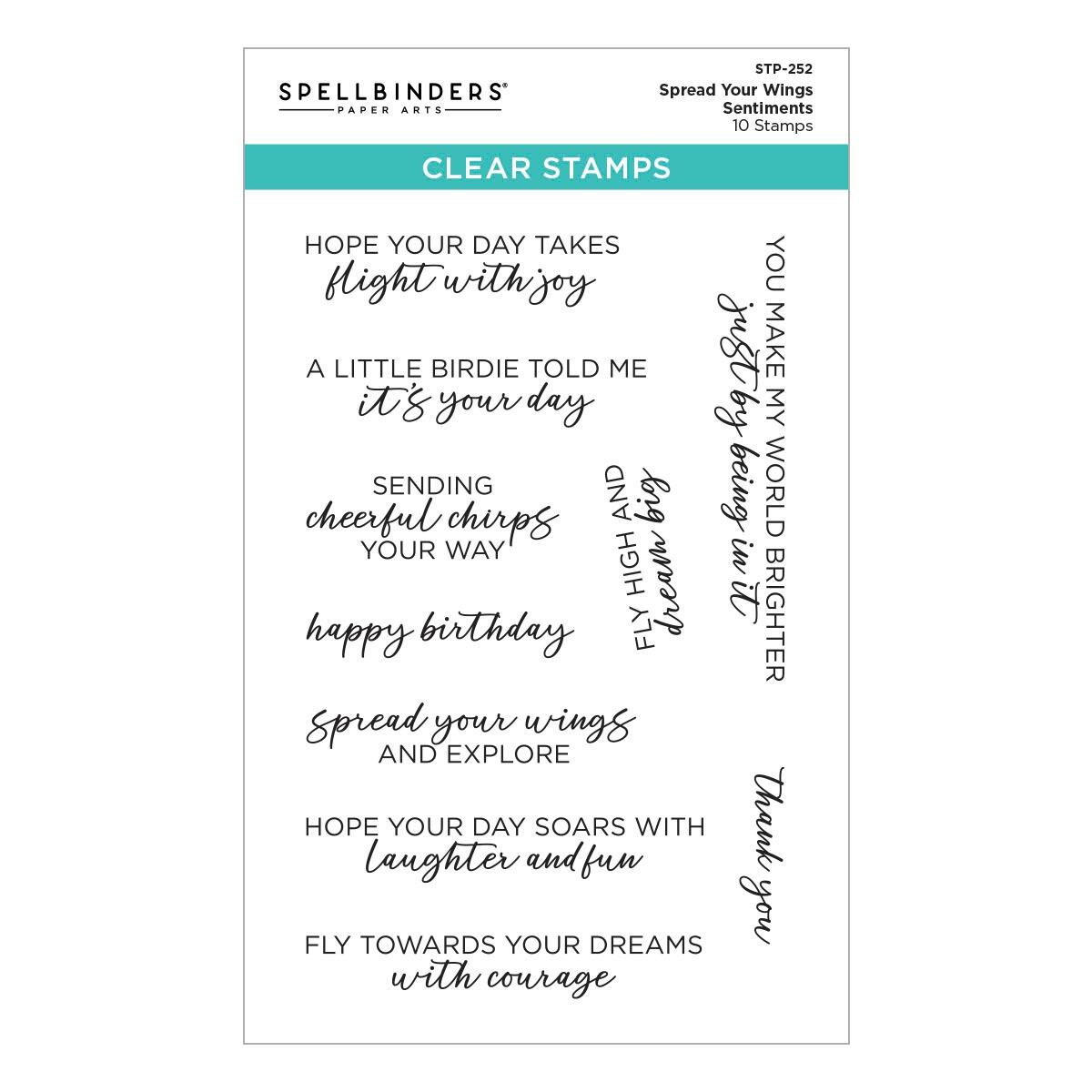 Spellbinders Spread Your Wings Sentiments Stamp Set - CraftSource Market: Craft Supplies & Kits Spellbinders > Kits > Birthday > Craft Kit