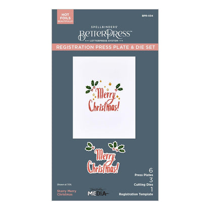 Spellbinders Starry Merry Christmas Betterpress Plate & Die Set - CraftSource Market: Craft Supplies & Kits Spellbinders > Letterpress > Christmas > Craft Press Plate