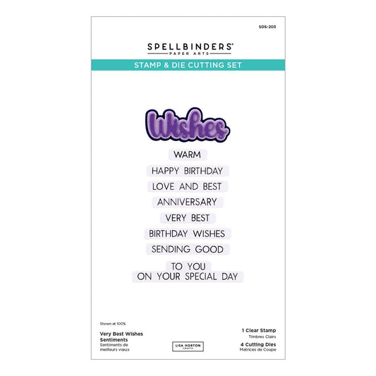 Spellbinders Very Best Wishes Sentiments Clear Stamp & Die Set - CraftSource Market: Craft Supplies & Kits Spellbinders > Bundles > Birthday > Craft Bundle