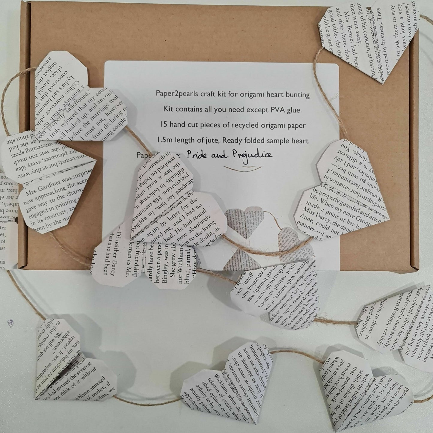 String of Recycled Paper Heart Bunting Kit - CraftSource Market: Craft Supplies & Kits Papercraft > Origami Kits > Beginner