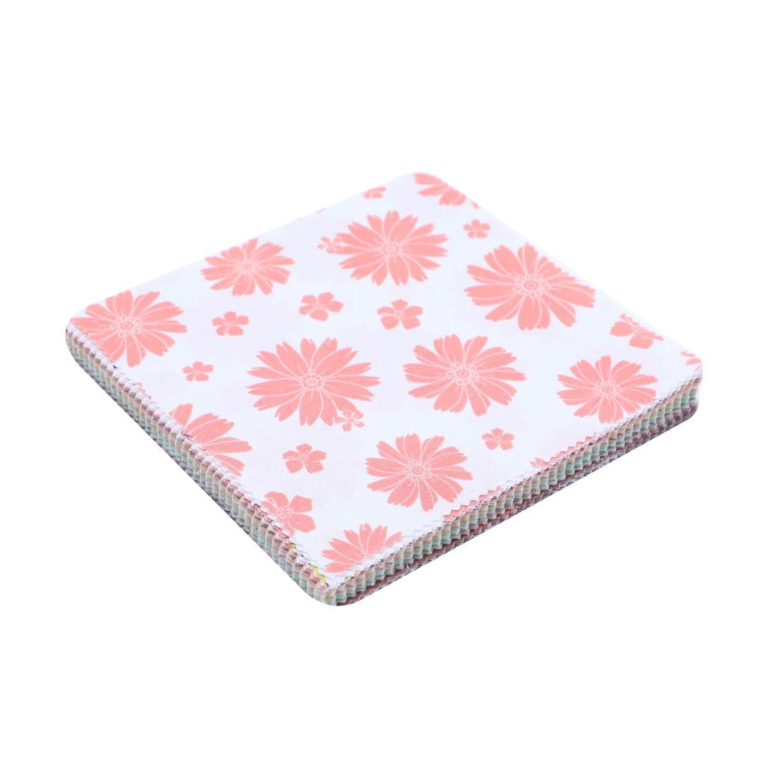 Sunlit Blossoms Charm Pack | 100% Cotton Pre - cut Fabric Squares - CraftSource Market: Craft Supplies & Kits Charm Pack