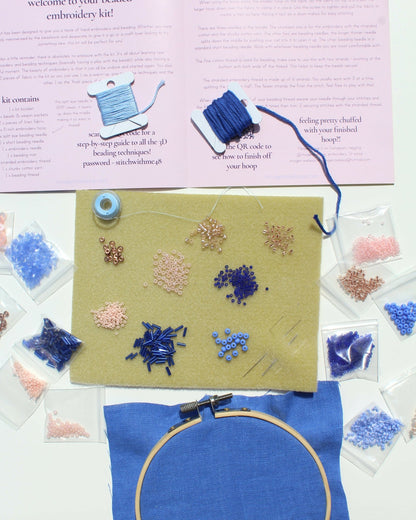 The Blue Beaded Embroidery Kit - CraftSource Market: Craft Supplies & Kits Beaded Embroidery