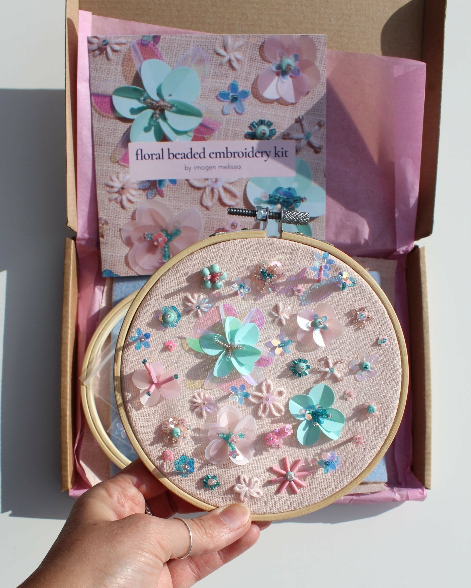 The Floral Beaded Embroidery Kit - CraftSource Market: Craft Supplies & Kits Beaded Embroidery