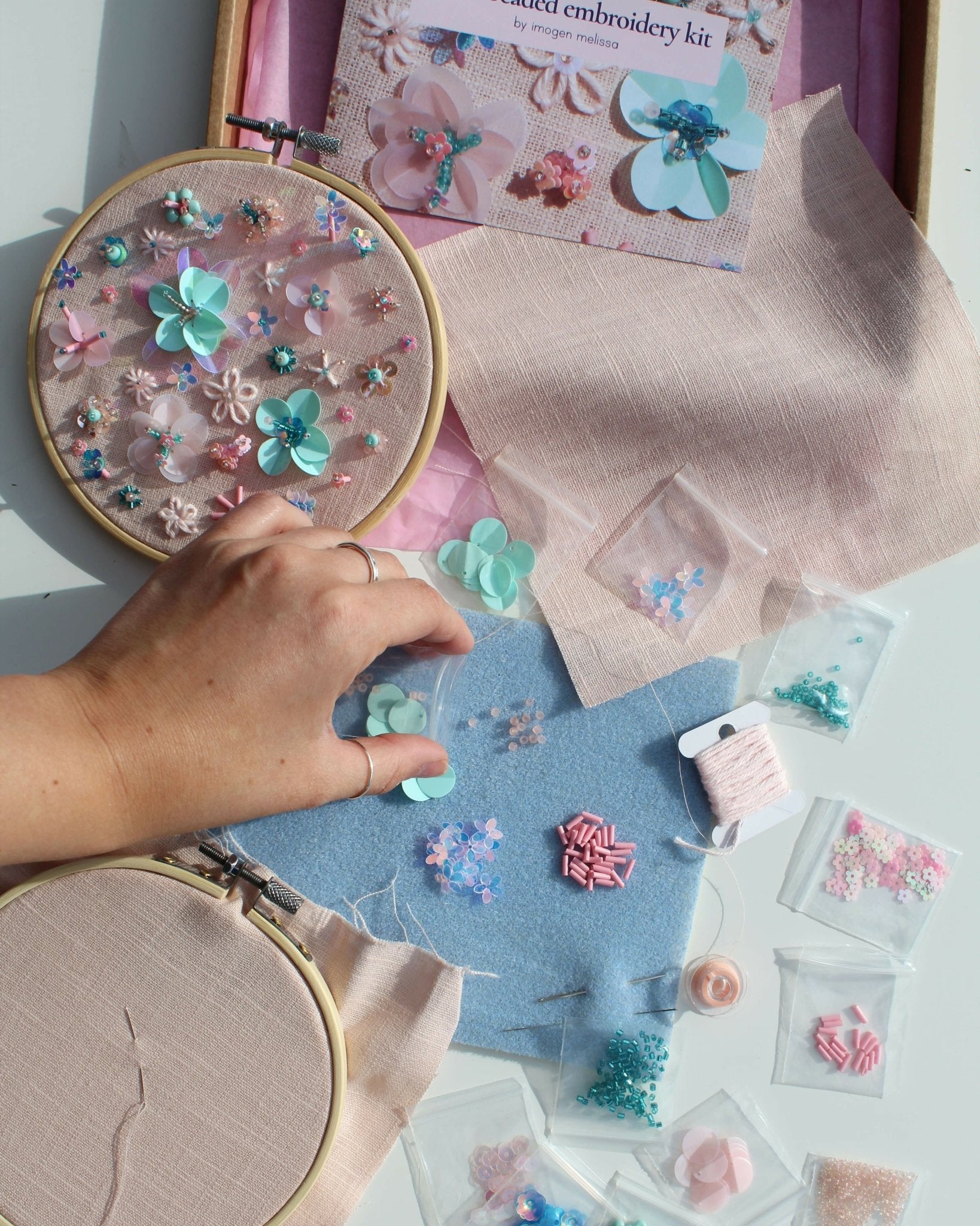 The Floral Beaded Embroidery Kit - CraftSource Market: Craft Supplies & Kits Beaded Embroidery