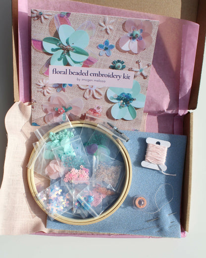 The Floral Beaded Embroidery Kit - CraftSource Market: Craft Supplies & Kits Beaded Embroidery