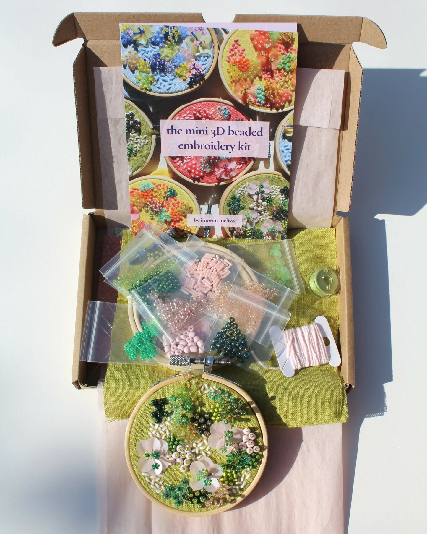The Mini Beaded Embroidery Green Kit - CraftSource Market: Craft Supplies & Kits Beaded Embroidery