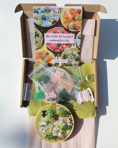The Mini Beaded Embroidery Green Kit - CraftSource Market: Craft Supplies & Kits Beaded Embroidery