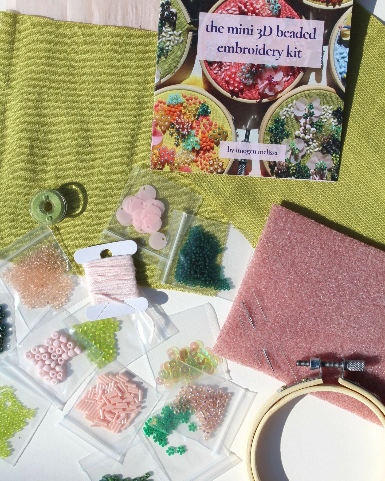 The Mini Beaded Embroidery Green Kit - CraftSource Market: Craft Supplies & Kits Beaded Embroidery