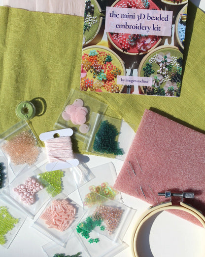 The Mini Beaded Embroidery Green Kit - CraftSource Market: Craft Supplies & Kits Beaded Embroidery