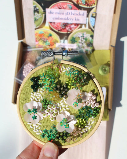 The Mini Beaded Embroidery Green Kit - CraftSource Market: Craft Supplies & Kits Beaded Embroidery