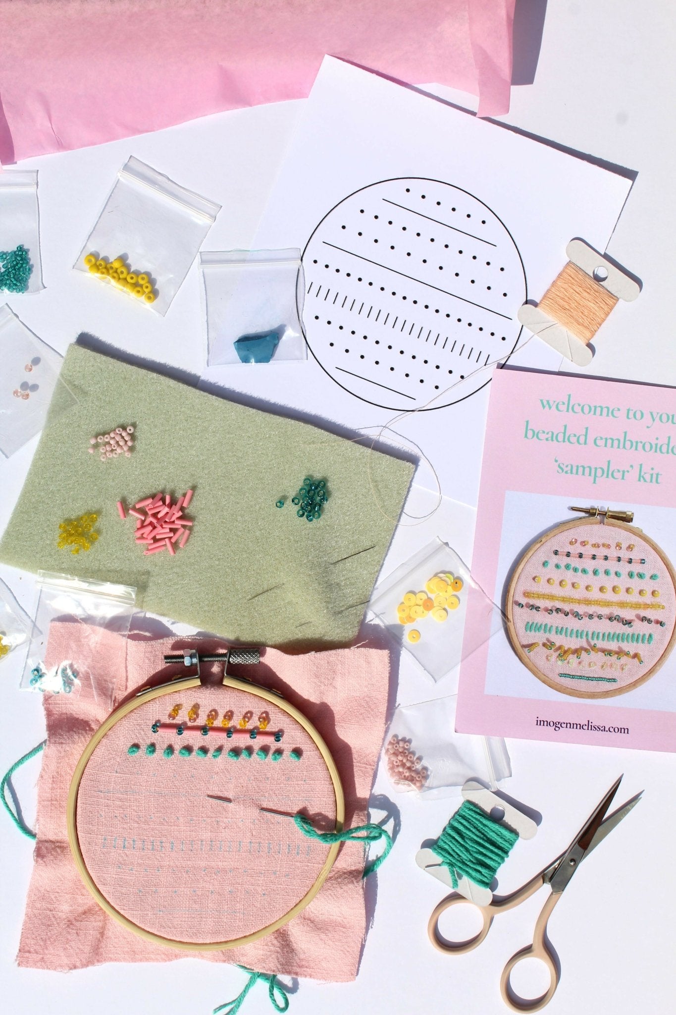 The Sampler Beaded Embroidery Kit - CraftSource Market: Craft Supplies & Kits Beaded Embroidery
