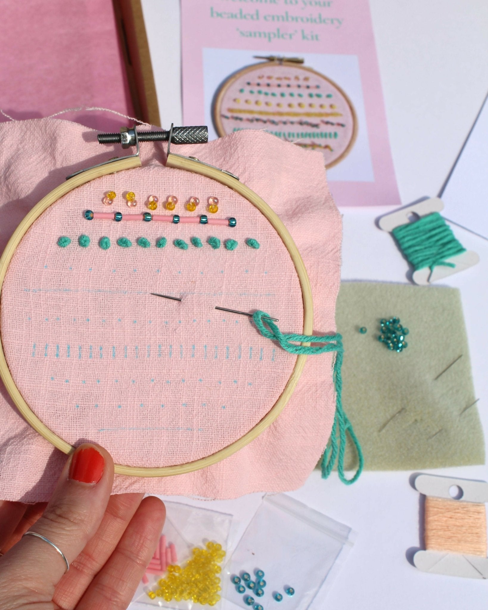 The Sampler Beaded Embroidery Kit - CraftSource Market: Craft Supplies & Kits Beaded Embroidery