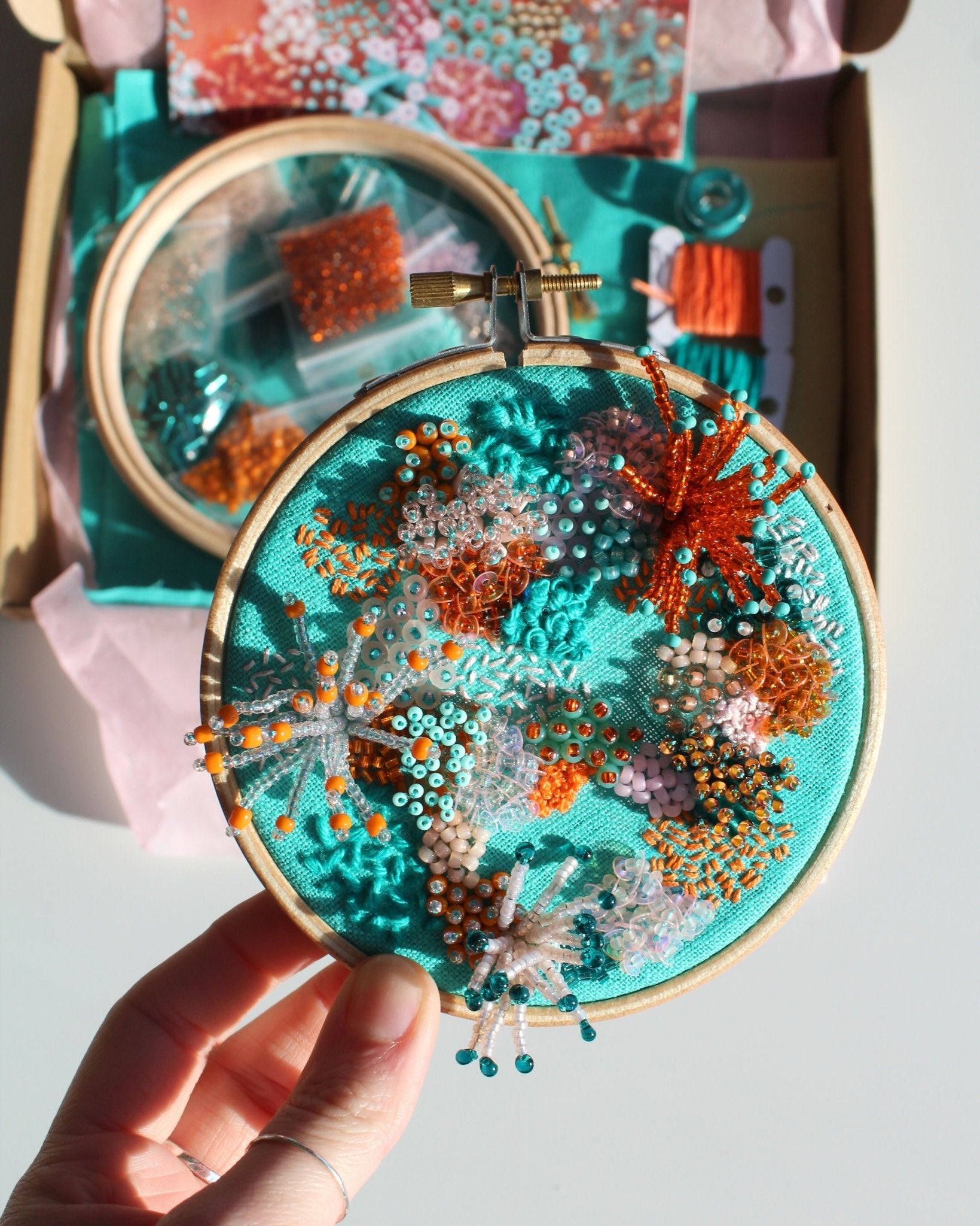 The Turquoise Beaded Embroidery Kit - CraftSource Market: Craft Supplies & Kits Beaded Embroidery