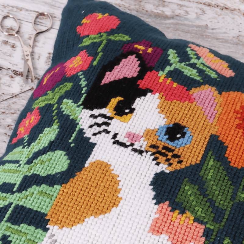 Trimits Cat Half Stitch Cushion Kit - CraftSource Market: Craft Supplies & Kits Embroidery and Cross Stitch