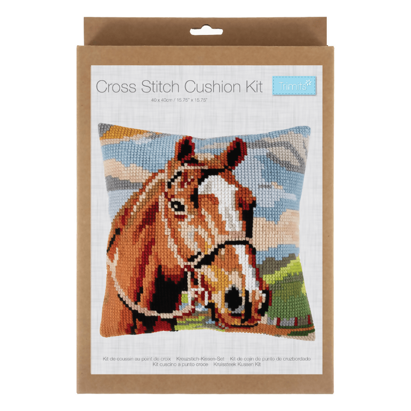 Trimits Cushion Brown Horse Cross Stitch Kit - CraftSource Market: Craft Supplies & Kits Embroidery and Cross Stitch