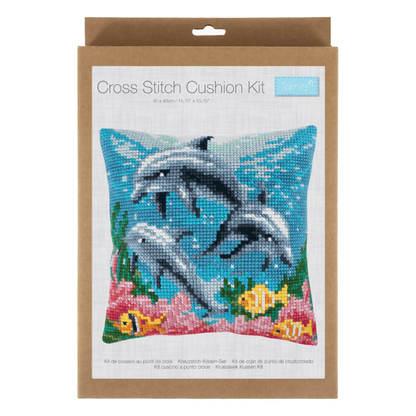 Trimits Cushion Dolphins Cross Stitch Kit - CraftSource Market: Craft Supplies & Kits Embroidery and Cross Stitch