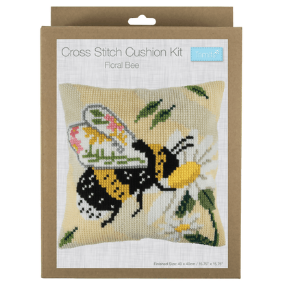 Trimits Cushion Floral Bee Cross Stitch Kit - CraftSource Market: Craft Supplies & Kits Embroidery and Cross Stitch