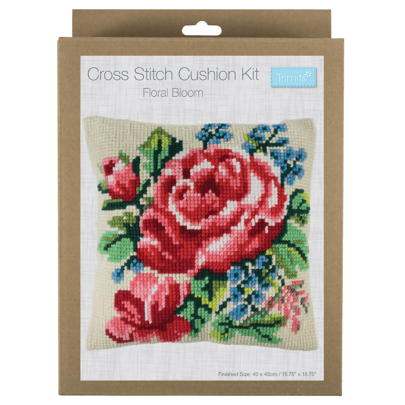 Trimits Cushion Floral Bloom Cross Stitch Kit - CraftSource Market: Craft Supplies & Kits Embroidery and Cross Stitch