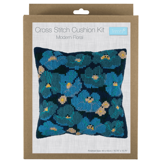 Trimits Cushion Modern Floral Cross Stitch Kit - CraftSource Market: Craft Supplies & Kits Embroidery and Cross Stitch