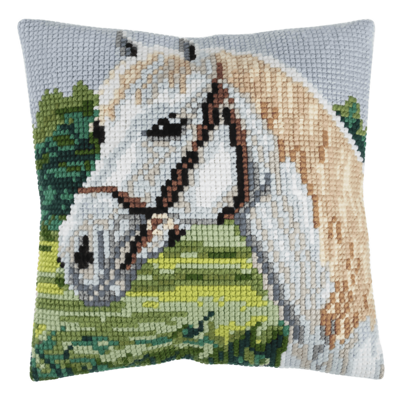Trimits Cushion White Horse Cross Stitch Kit - CraftSource Market: Craft Supplies & Kits Embroidery and Cross Stitch