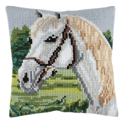 Trimits Cushion White Horse Cross Stitch Kit - CraftSource Market: Craft Supplies & Kits Embroidery and Cross Stitch