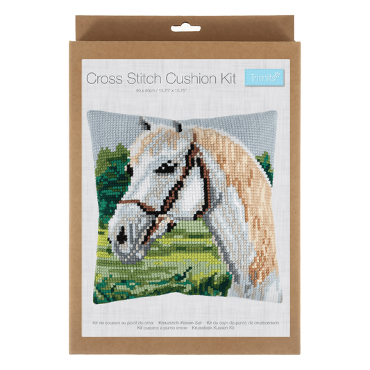 Trimits Cushion White Horse Cross Stitch Kit - CraftSource Market: Craft Supplies & Kits Embroidery and Cross Stitch